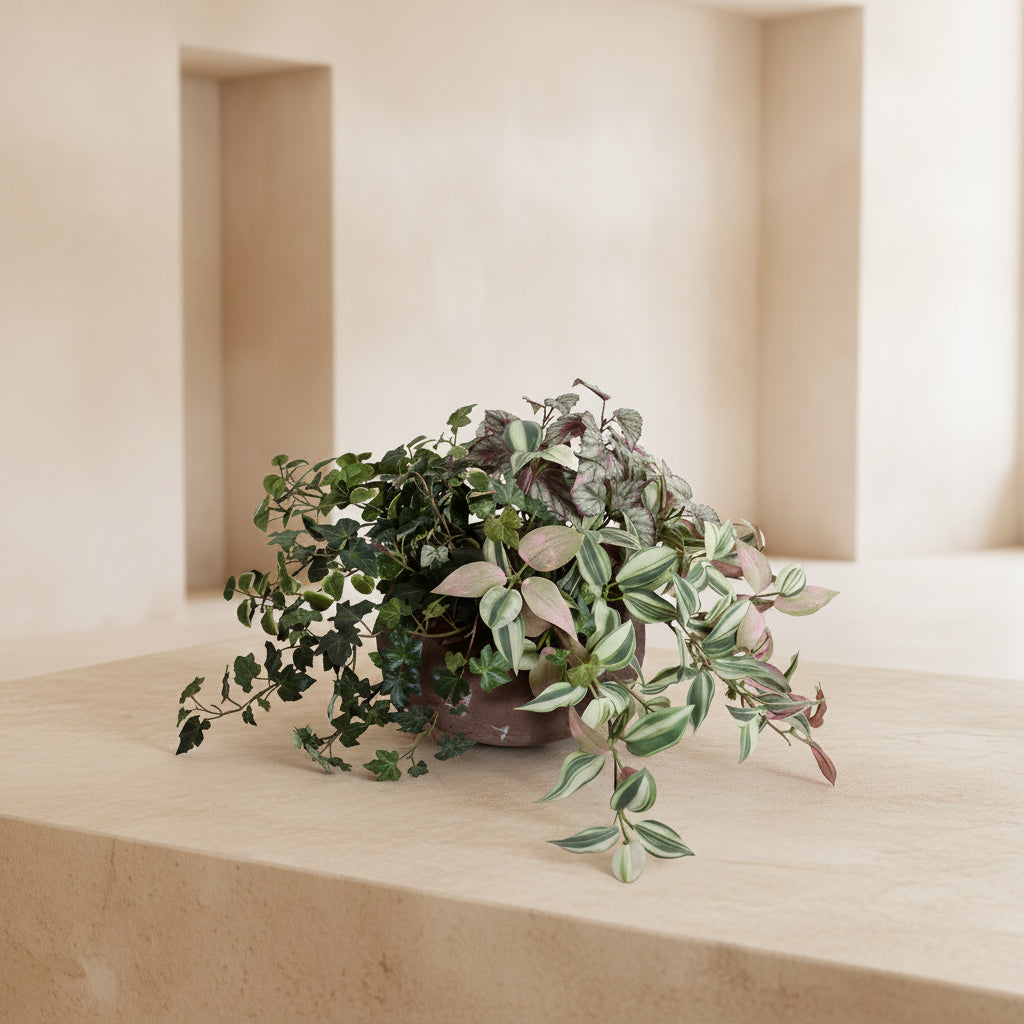 Assorted Greenery Arrangement in Clay Bowl - TidyPlant