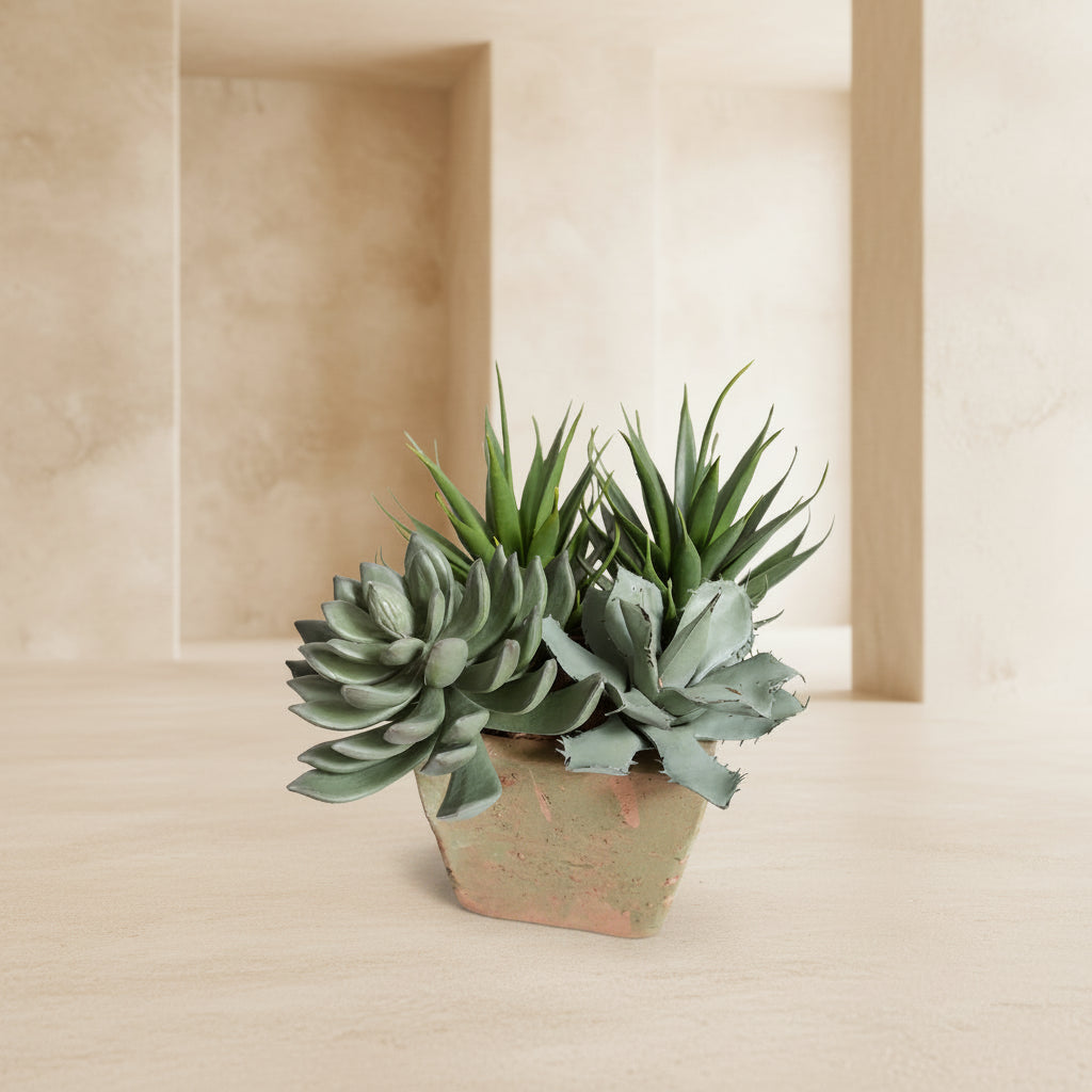 Mixed Succulents in Square Terracotta - TidyPlant