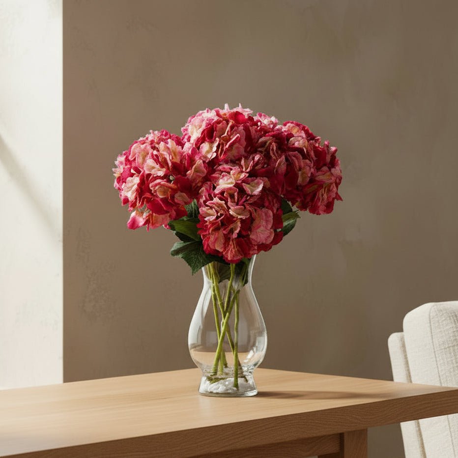 Pink Hydrangea in Glass Vase - TidyPlant