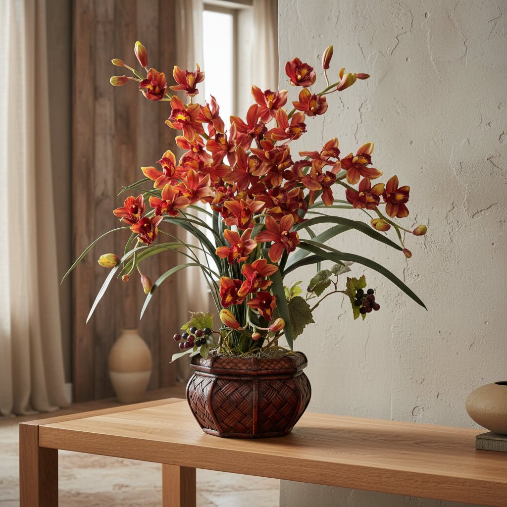Red Cymbidium Orchid Arrangement - TidyPlant