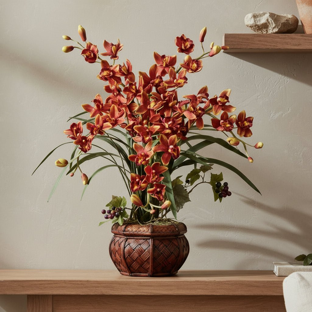 Red Cymbidium Orchid Arrangement - TidyPlant