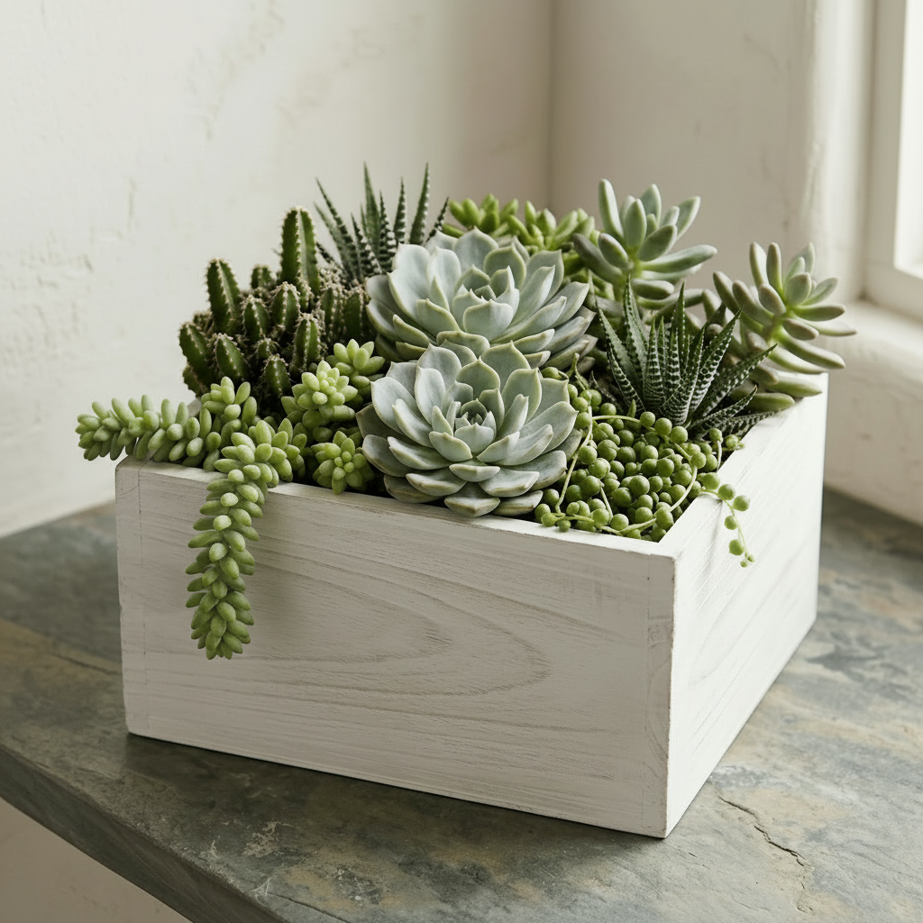 The Grove 7" in Whitewash - TidyPlant: Living Arrangements