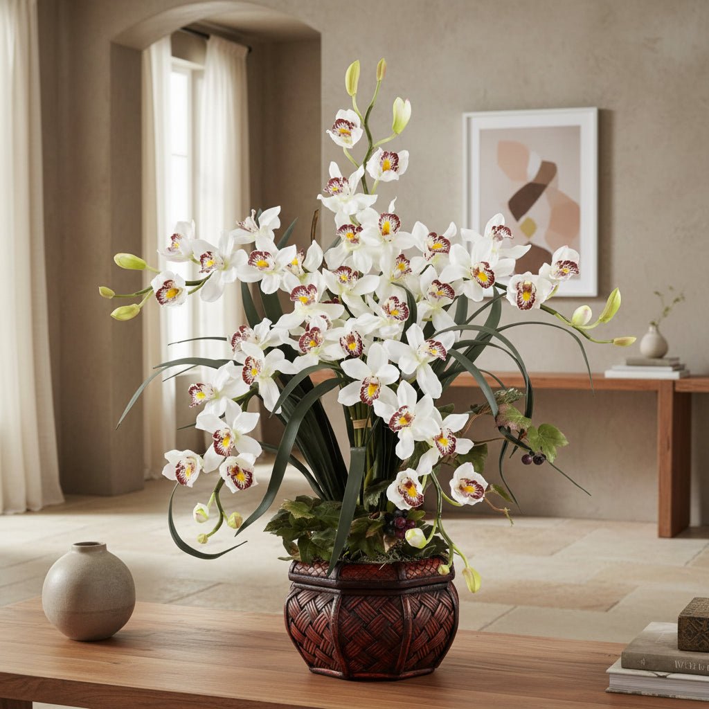 White Cymbidium Orchid Arrangement - TidyPlant