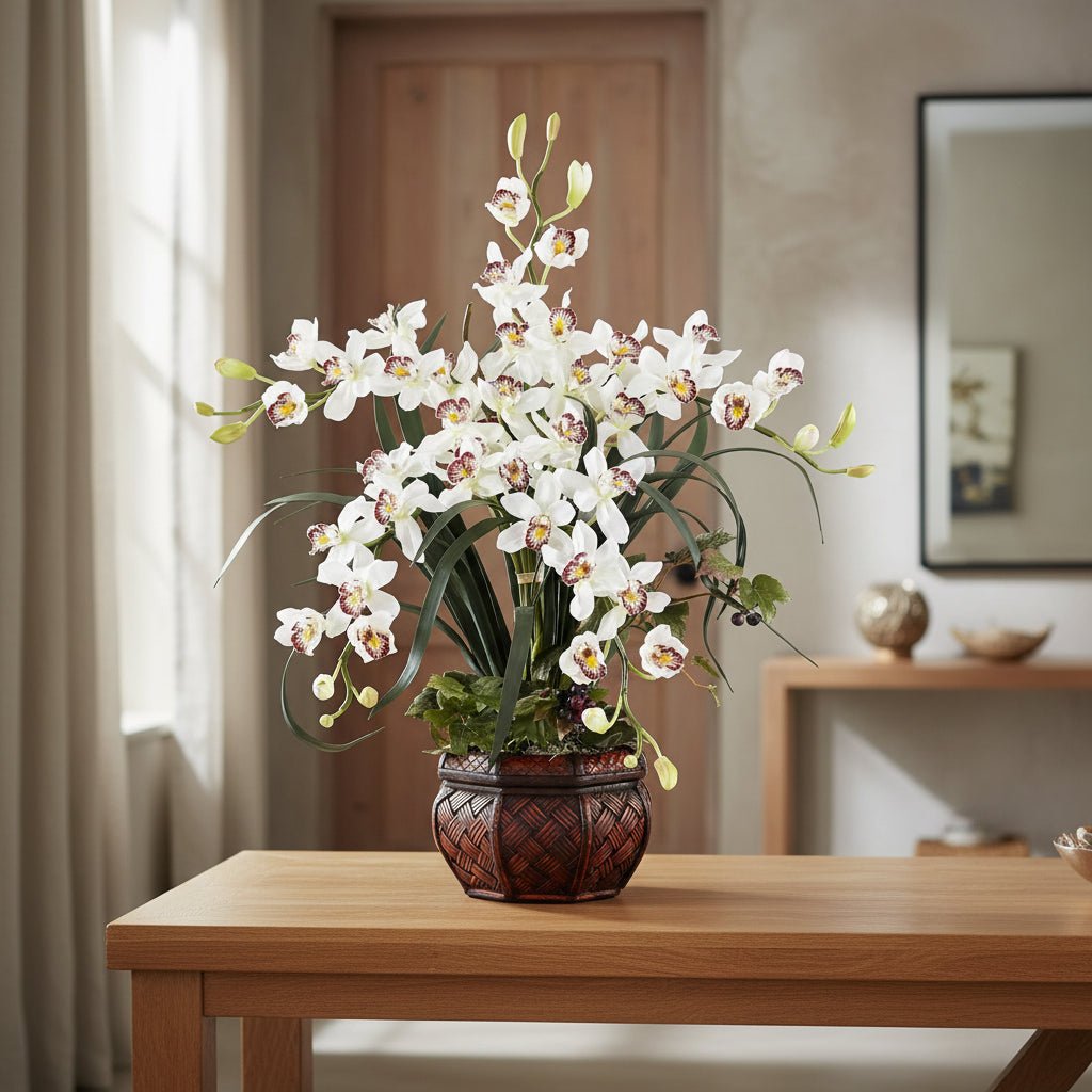 White Cymbidium Orchid Arrangement - TidyPlant